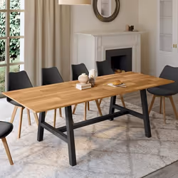 IDMARKET Table à manger extensible rectangle MADELEINE 6-12 personnes bois et métal noir 160-240 cm