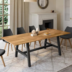 Table à manger rectangle extensible - IDMARKET - MADELEINE - Bois et noir - 6-12 personnes - 160-240 cm