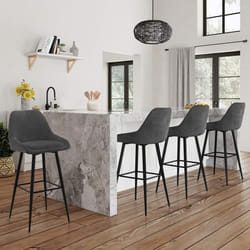 IDMARKET Lot de 4 tabourets de bar THALYA en velours gris foncé avec demi-accoudoirs