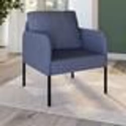 IDMARKET Fauteuil AUGUSTE tissu bleu pieds métal noir