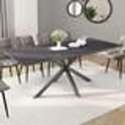 IDMARKET Table à manger extensible rectangle JASPE 6-10 personnes plateau effet béton pied araignée gris anthracite 160-200cm