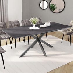 Table à manger rectangle extensible - IDMARKET - JASPE - Béton - 6-10 personnes - 160-200 cm