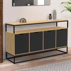ID MARKET buffet  4 portes 140 cm Moderne noir