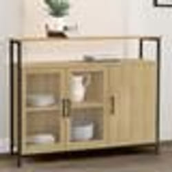 IDMARKET Buffet 100 cm DETROIT 2 portes vitrine avec placards design industriel