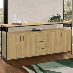 ID MARKET buffet DETROIT 4 portes et tiroirs 180 cm Industriel bois