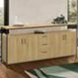 IDMARKET Buffet 180 cm DETROIT XXL 4 portes et tiroirs design industriel