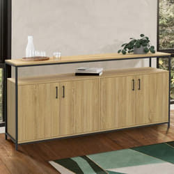 IDMARKET Buffet 160 cm DETROIT 4 portes bois et noir design industriel