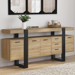 ID MARKET buffet PHOENIX 4 portes et 3 tiroirs 180 cm Loft bois et noir