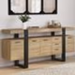 IDMARKET Buffet 180 cm PHOENIX XXL 4 portes et 3 tiroirs bois et noir