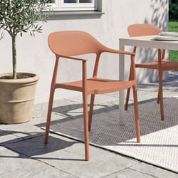 Lot de 4 chaises de jardin empilables SUZON en polypropylène terracotta