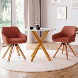 IDMARKET Lot de 2 chaises pivotantes 360° de salle à manger fauteuils de table JANY en velours côtelé terracotta