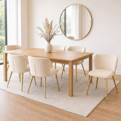 Lot de 6 chaises KASIA en velours beige pieds dorés