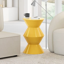 IDMARKET Table dappoint ronde bout de canapé table de chevet IRENE 30 cm métal jaune foncé