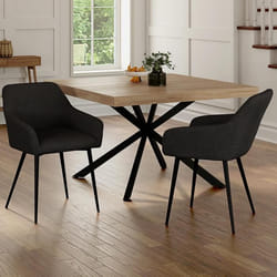 IDMARKET Lot de 2 chaises de salle à manger fauteuils de table JANY en velours côtelé noir