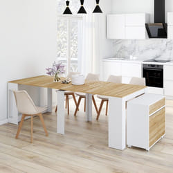 Table buffet extensible ORLANDO 14 personnes 285 cm bois blanc façon hêtre