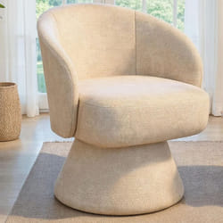 Fauteuil pivotant CYRUS en tissu chenille beige