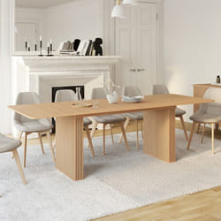 IDMARKET Table à manger extensible rectangle JULIETTE 6-12 personnes pieds lattes tasseau bois coloris chêne 160-240 cm