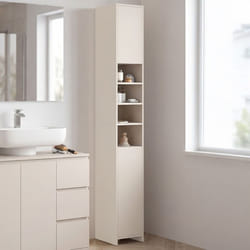 Meuble colonne salle de bain TOMI 2 portes 4 niches beige