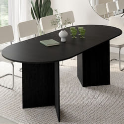 Table à manger extensible ovale MARTHE 6 -10 personnes bois noir
