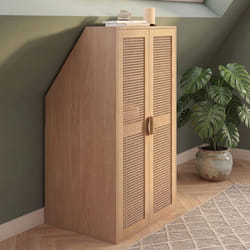 Armoire sous pente 2 portes EDHEN bois et cannage