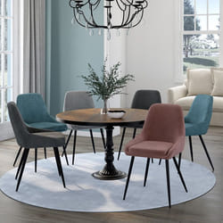 IDMARKET Lot de 6 chaises THALYA en velours mix color pastel bleu x2 gris foncé x2 gris clair rose avec accoudoirs