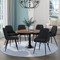 IDMARKET Lot de 6 chaises THALYA en velours noir avec accoudoirs