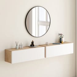 Lot de 2 consoles suspendues étagères murales ELYOS 1 porte bois et blanc