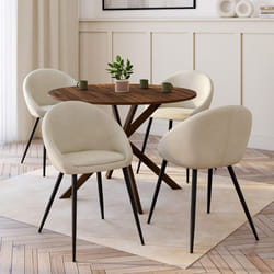 IDMARKET Lot de 4 chaises NAYA en velours crème pour salle à manger