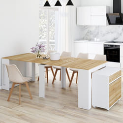 Table buffet extensible ORLANDO 10 personnes 235 cm bois blanc et façon hêtre