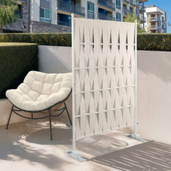 IDMARKET Paravent extérieur claustra décoratif 80 x 150 cm sangles beige et métal blanc