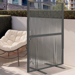 IDMARKET Paravent extérieur ajouré claustra décoratif 80 x 150 cm RIO cordage effet rotin et métal gris anthracite