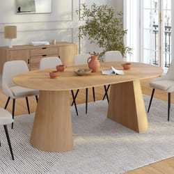 Table à manger ronde extensible ANGELE 4-10 personnes bois effet hêtre 110-200 cm