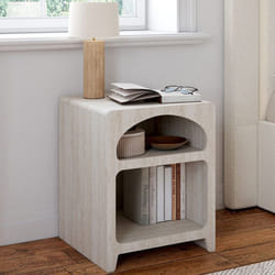 IDMARKET Lot de 2 tables de chevets organiques ALESIA beige effet marbre 2 compartiments