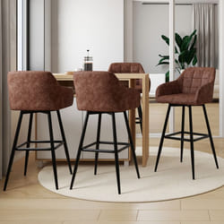 IDMARKET Lot de 4 tabourets de bar MADY avec accoudoirs marron vintage