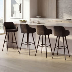 IDMARKET Lot de 4 tabourets de bar JANY pivotants avec accoudoirs en velours noir et pieds bois noir