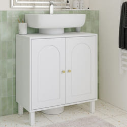 IDMARKET Meuble sous lavabo salle de bain ARSENE design arche bois blanc