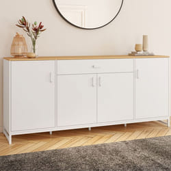 ID MARKET buffet 4 portes et 1 tiroirs 180 cm Moderne bois et blanc
