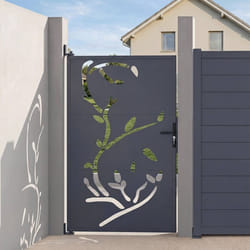 IDMARKET Portillon 100 x 160 cm en acier gris anthracite avec motifs FLOWER