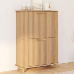 IDMARKET Meuble de rangement 4 portes JULIETTE effet lattes tasseau bois coloris chêne
