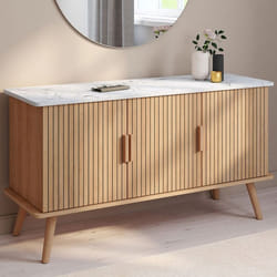 ID MARKET buffet  3 portes 110 cm Moderne bois effet chêne