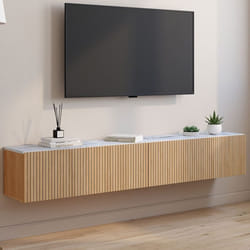 ID MARKET meuble tv JULIETTE 2 portes 180 cm bois suspendu