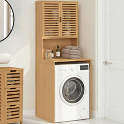 IDMARKET Meuble dessus de machine à laver bambou BEA avec placard