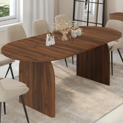 Table À Manger Extensible Japandi Ovale Edith 6-10 Personnes Noyer 160 - 200 Cm
