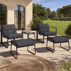 IDMARKET Lot de 2 fauteuils de jardin MARCO avec repose pieds gris coussin gris anthracite