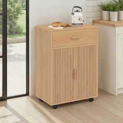 IDMARKET Desserte de cuisine JULIETTE placard avec tiroir effet lattes tasseau bois L.60 cm