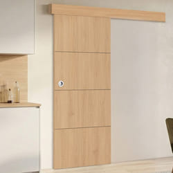 IDMARKET Kit porte coulissante effet bois 83 cm avec rail et fixations