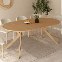 IDMARKET Table à manger extensible ronde ALIX 4-10 personnes pied araignée bois effet hêtre 110-200 cm
