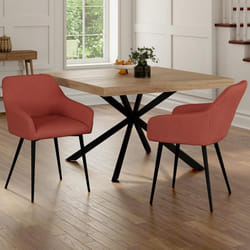 IDMARKET Lot de 2 chaises de salle à manger fauteuils de table JANY en velours côtelé terracotta