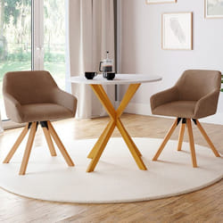 IDMARKET Lot de 2 chaises pivotantes 360° de salle à manger fauteuils de table JANY en velours côtelé taupe