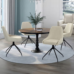 IDMARKET Lot de 4 chaises pivotantes THALYA en velours beige avec accoudoirs